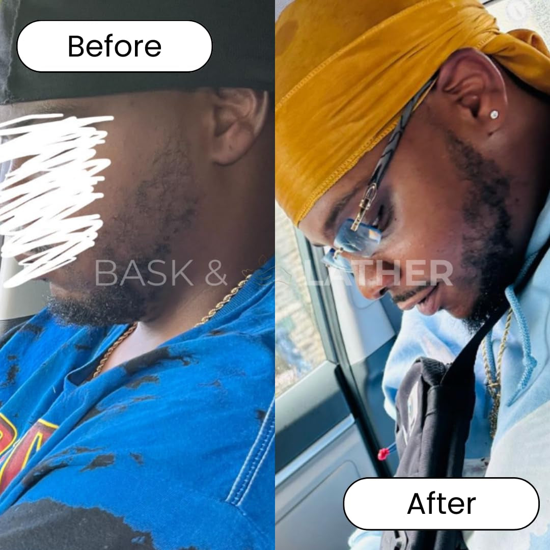 Healthy Hair and Beard Care Kit for Men Includes Beard Oil, Beard Shampoo and Beard Conditioner, Beard Magic, and Stimulating Hair Balm, 5 Product All-In-One Starter Grooming Kit, Black