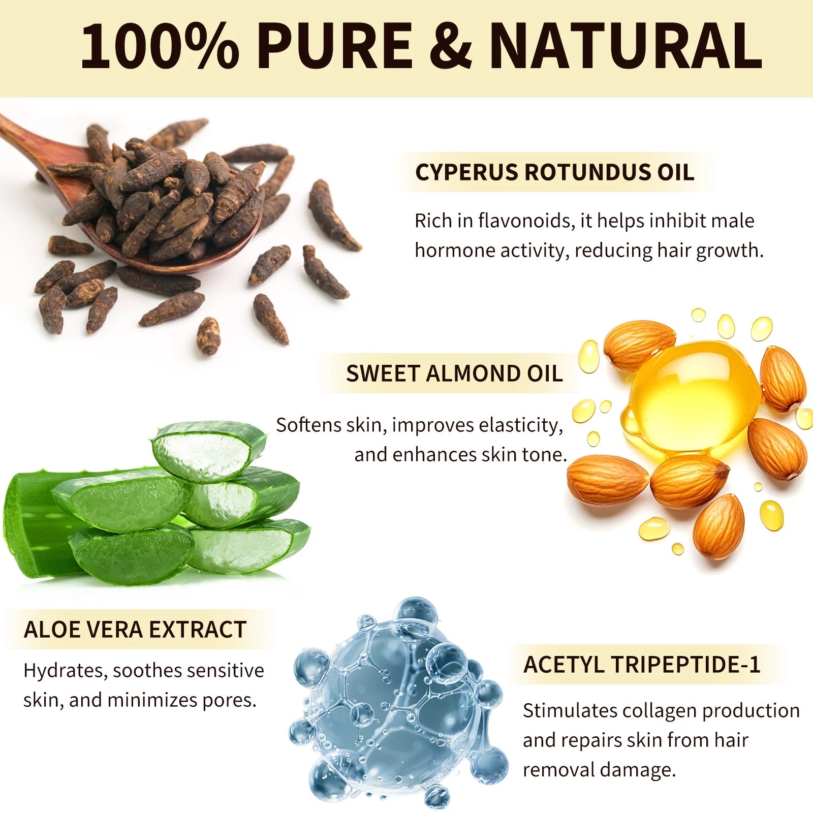 Cyperus Rotundus Oil, 2-Pack Natural Cyperus Rotundus Oil for Unwanted Hair Reduction, Skin-Friendly Hair Removal, 2.02 Fl.Oz