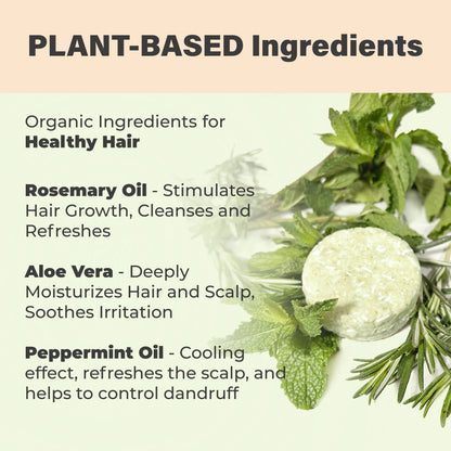 Rosemary Mint Herbal Solid Shampoo Bar for Hair Growth Handmade in USA Natural and Safe by