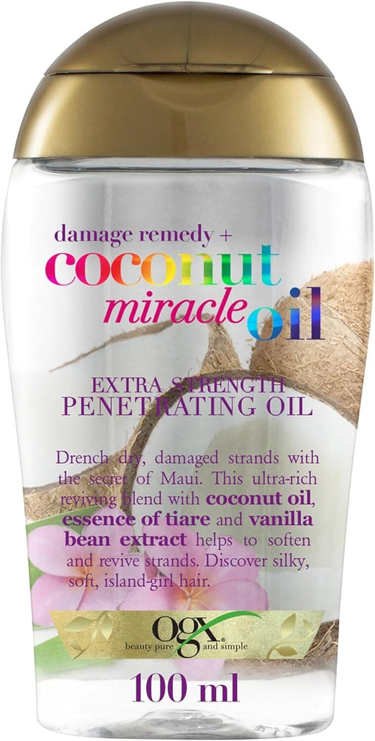 Ogx Coconut Miracle Oil Penetrating Hair Oil for Dry Hair Extra Strength 100 Ml